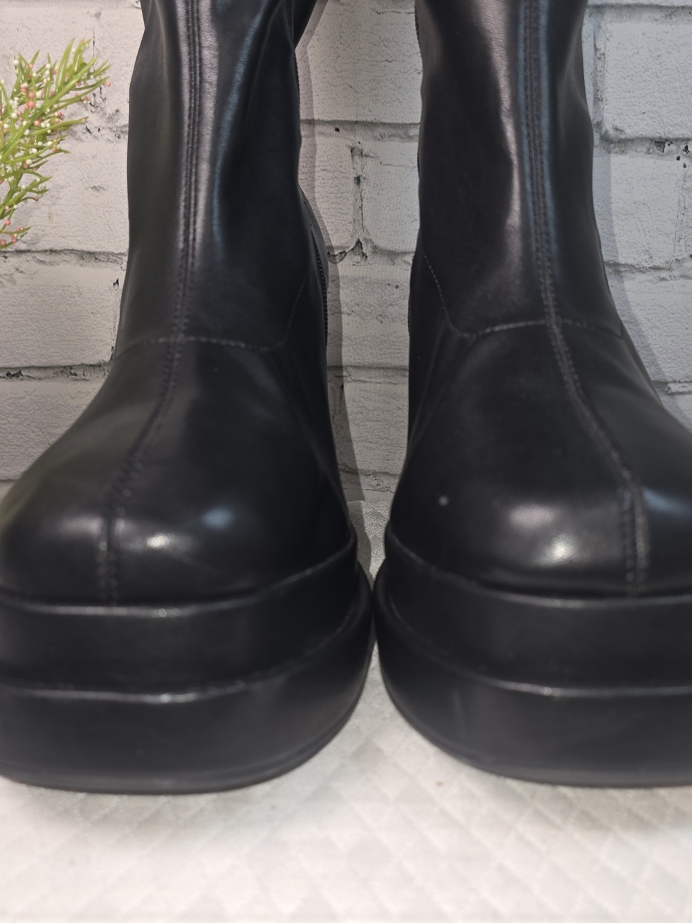 TORRID CHUNKY DOUBLE PLATFORM STRETCH KNEE HIGH BLACK BOOTS WOMENS SIZE 13 NWT - Picture 4 of 10